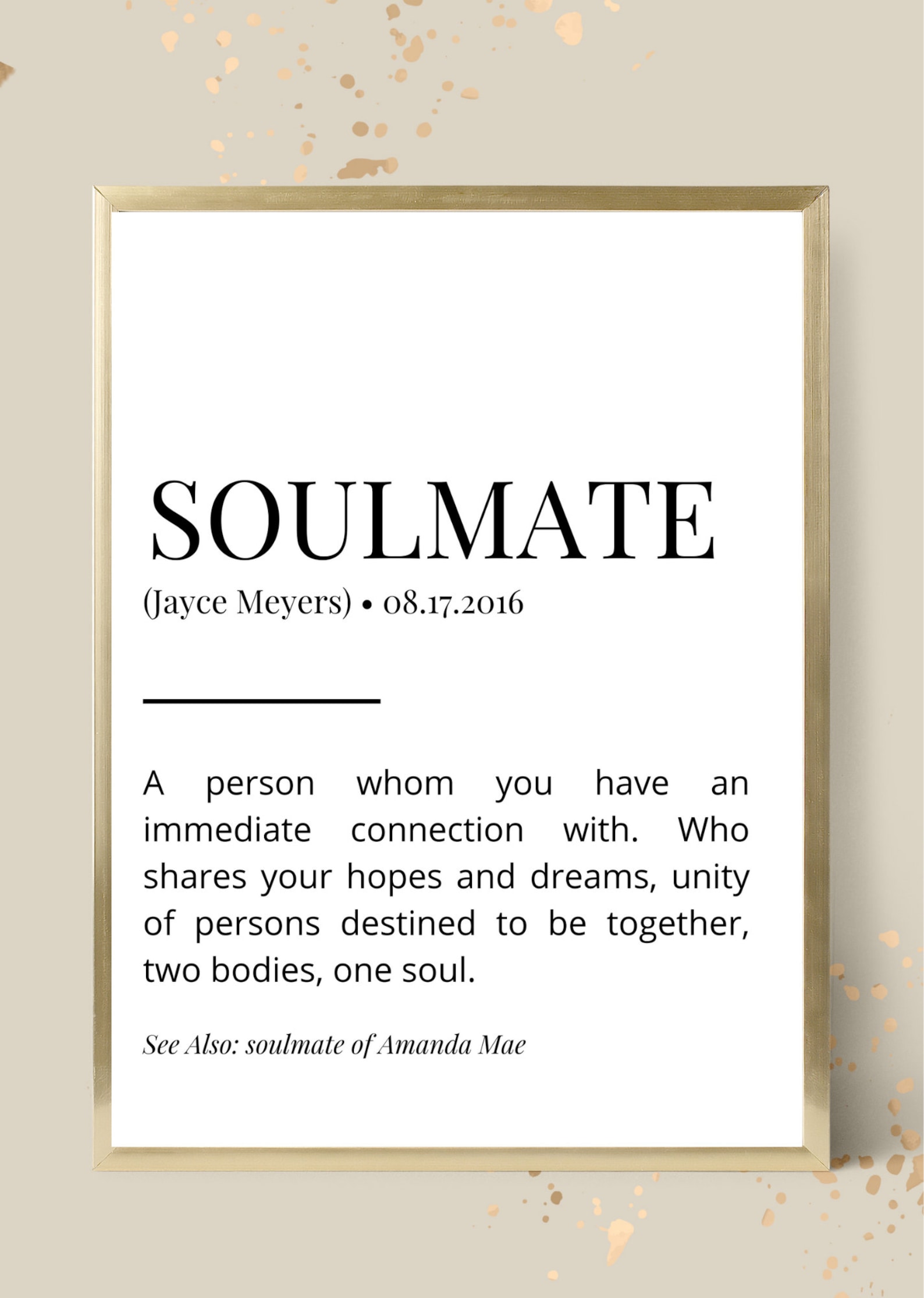 Soulmate Definition Poster Soulmate Geschenk Partner Etsy.de