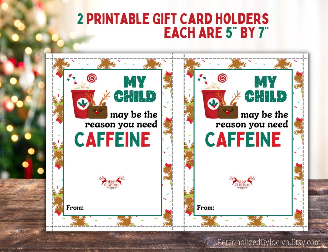 Printable Teacher Christmas Gift Card Holder, Coffee Gift Card, Teacher ...