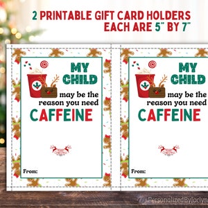 Printable Teacher Christmas Gift Card Holder, Coffee Gift Card, Teacher ...