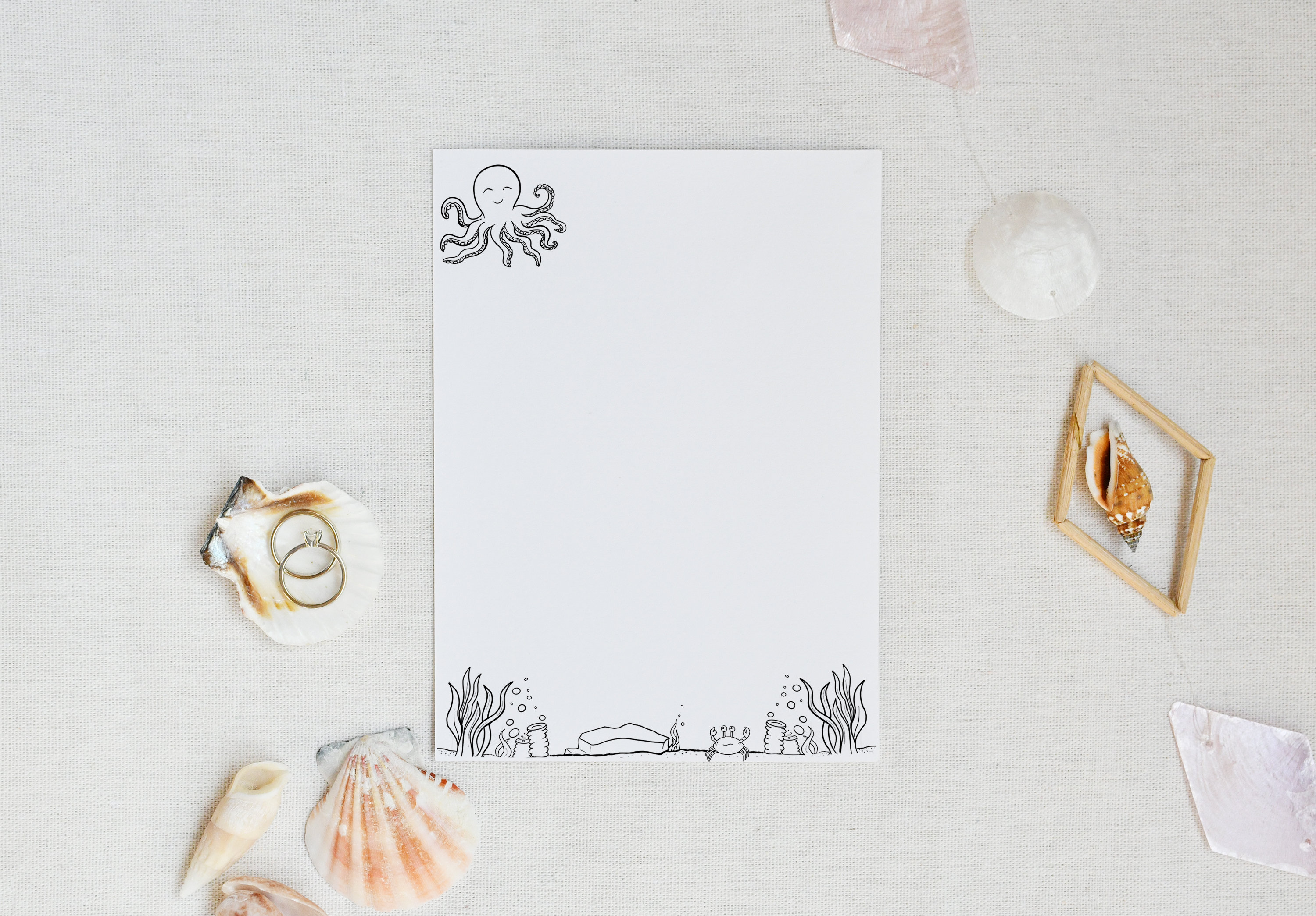 KDP Printable Ocean Themed Stationery Set for Kids, Under the Sea ...