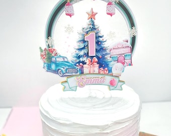Adorno para tarta "Oh, qué divertido": decoración para fiesta de primer cumpleaños de Navidad