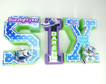 Letras 3D de Buzz Lightyear: Decoración para fiesta de cumpleaños de Toy Story