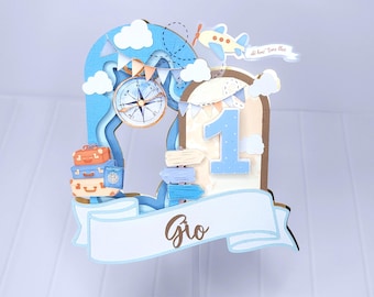 Airplane Cake Topper: First Birthday Airplane Party Decoration