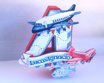 Letras decorativas 3D de avión, temática de fiesta de viajes, temática de cumpleaños de aventura, decoración "El tiempo vuela".