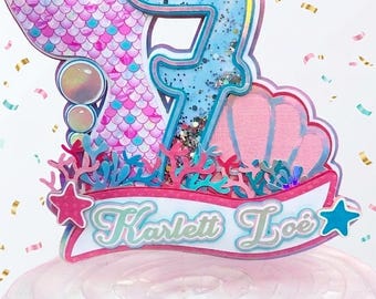 Personalized Mermaid Cake Topper: Under The Sea Birthday Party Decoration