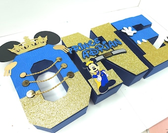 Mickey Prince 3D Letter: Royal Birthday Party Decoration
