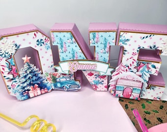Letras 3D divertidas: decoración para fiesta de primer cumpleaños de Navidad