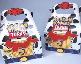 Cajas de golosinas de Woody de Toy Story: cajas de recuerdos para fiestas de cumpleaños