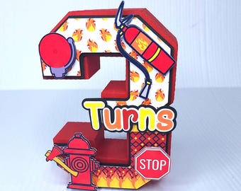 3D Buchstabe Feuerwehrauto: Feuerwehrmann Geburtstagsparty Deko