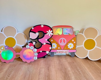 Hippie Birthday, Hippie Party Cutout, Groovy Birthday, Two Groovy Birthday, Groovy Centerpiece, Hippie Van Prop, Groovy Backdrop, Decoration