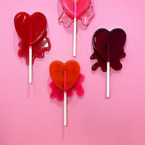 Heart Lollipop Wall Art, Fake Food Decor, Pop Art Sculpture, Resin Candy Art, Dopamine Decor, 3D Wall Art, Bright Decor, Dripping Art