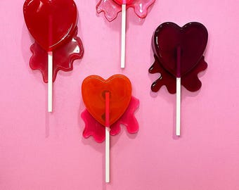 Heart Lollipop Wall Art, Fake Food Decor, Pop Art Sculpture, Resin Candy Art, Dopamine Decor, 3D Wall Art, Bright Decor, Dripping Art
