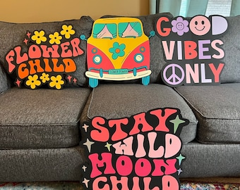 two groovy birthday, hippie party cutouts, two groovy decorations, hippie birthday, two groovy theme, 70s party, 70s birthday