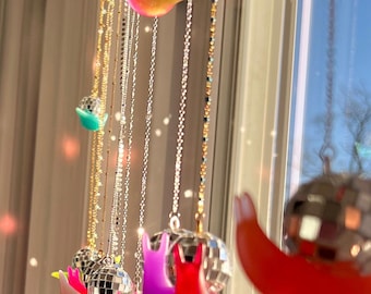 Disco Snail Figurine Suncatcher, Dopamine Decor, Rainbow Snail Figurine, Neon Home Decor, Kawaii Decor, Sun Catcher Window Figurine