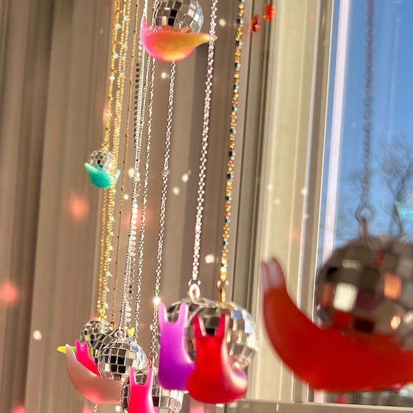 Disco Snail Figurine Suncatcher, Dopamine Decor, Rainbow Snail Figurine, Neon Home Decor, Kawaii Decor, Sun Catcher Window Figurine