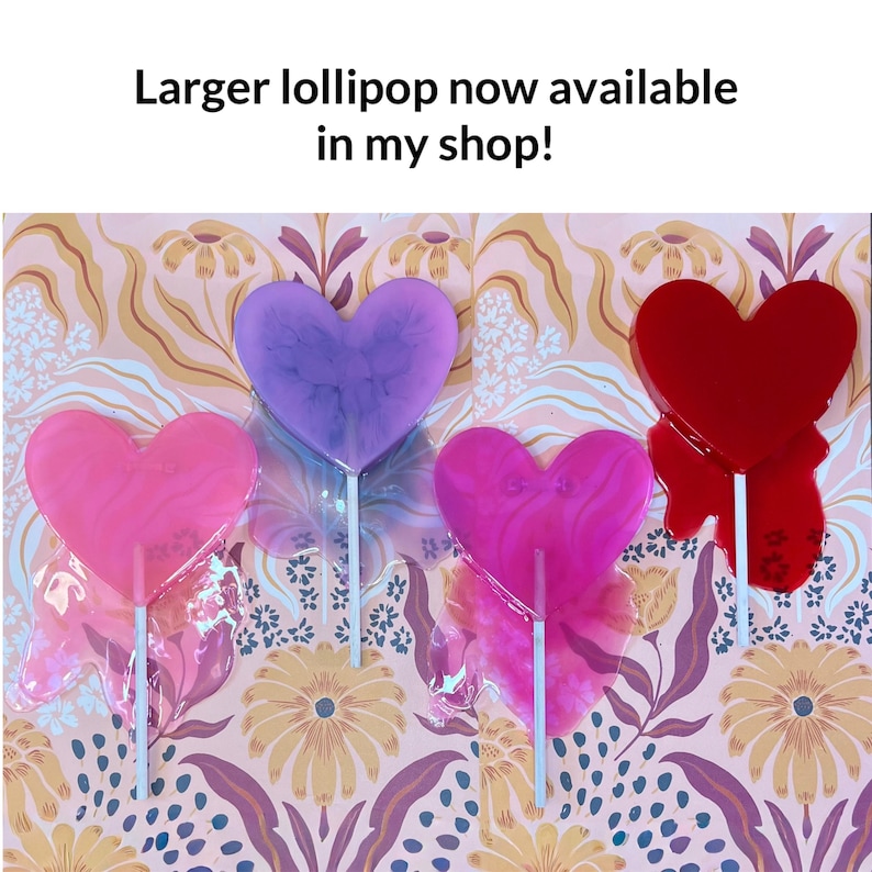 Heart Lollipop Wall Art, Fake Food Decor, Pop Art Sculpture, Resin Candy Art, Dopamine Decor, 3D Wall Art, Bright Decor, Dripping Art image 10