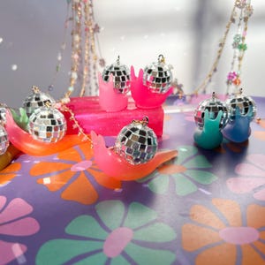 Disco Snail Figurine Suncatcher, Dopamine Decor, Rainbow Snail Figurine, Neon Home Decor, Kawaii Decor, Sun Catcher Window Figurine, Funky image 2