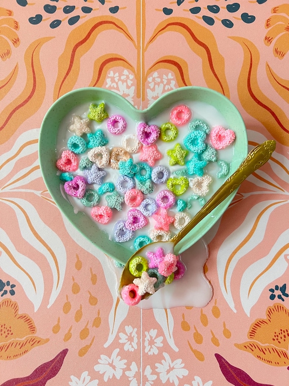 Heart Cereal Bowl Wall Art, Fake Cereal Bowl, Dopamine Decor, Dripping Wall Art, Fake Food Wall Hanging, Weird Decor, Maximalist