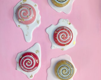 Cinnamon Rolls Resin Art, Dopamine Decor, Fake Food Art, Kawaii Home Decor, Dripping Wall Art | Christmas Gift, Maximalist, Bright Decor