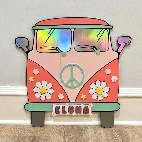 2 ft hippie party cutouts, groovy birthday, hippie birthday, two groovy theme, groovy centerpiece, hippie van prop, groovy backdrop