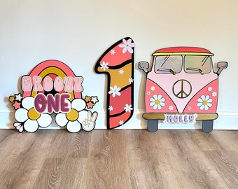 2 ft hippie party cutouts, groovy birthday, hippie birthday, Groovy one theme, groovy centerpiece, hippie van prop, groovy backdrop