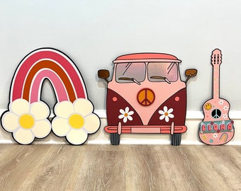 2 ft hippie party cutouts, groovy birthday, hippie birthday, hippie decorations, groovy centerpiece, hippie van prop, groovy backdrop