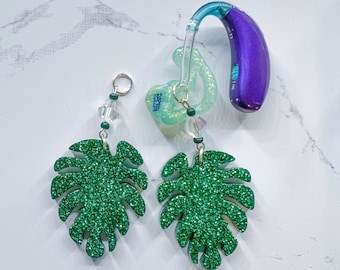 Hearing Aid Charms - Monstera Leaf - Plant - Plant Mom - Hearing Aid Accessories - Hearing Aid Jewelry