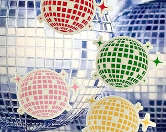 Retro Disco Ball Sticker: 70s Mirrorball, Multi-Color Vinyl