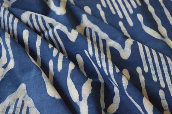 Indigo Blue Fabric Scraps, Boho Quilting Cotton Fabric, Indian