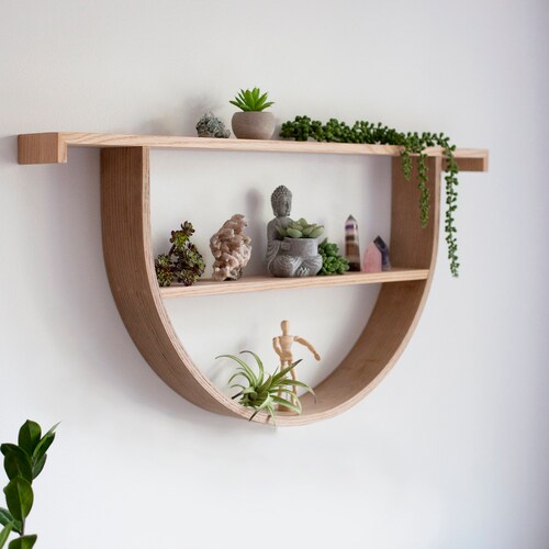 Half Circle Solid Wood Shelf. Floating Wall Shelf. Modern Etsy