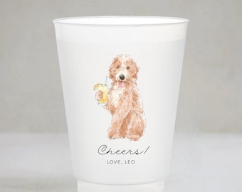 Custom Watercolor Pet Sketch on Frosted Cup, Hand Drawn Pet Cocktail Cup, Pet Illustration, Wedding Favor
