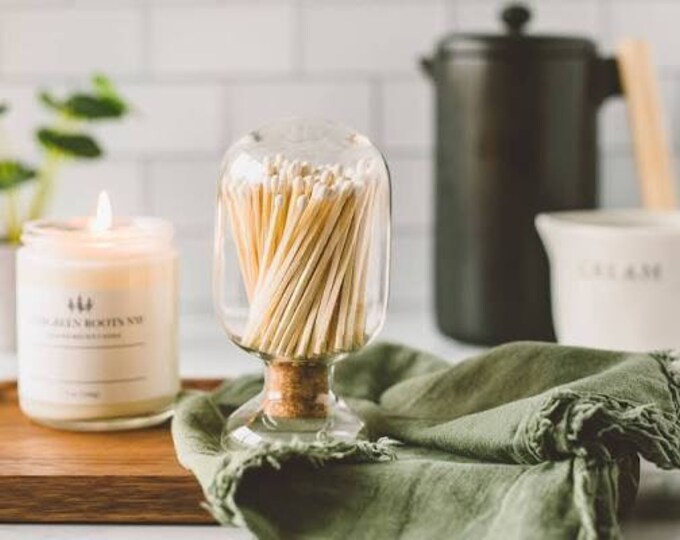 Glass Match Cloche With Black Tipped Matches, Hand Blown Etsy