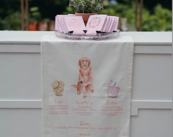 Custom Watercolor Sketch Fabric Sign, Personalized Wedding Bar Banner
