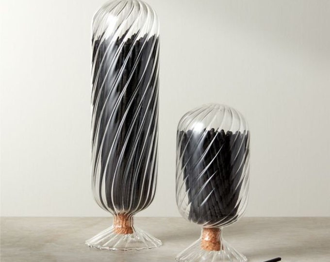 Glass Match Cloche With Black Tipped Matches, Hand Blown Etsy