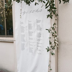 Large Linen Seating Chart, Your Seat Awaits Fabric Seating Chart for Wedding, Fabric Signage, Wedding Decor and Signage