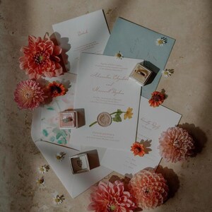 Letterpress Wildflower Wedding Invitation and Envelope, Semi-custom ...