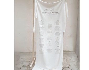Custom Linen Fabric Wedding Seating Chart – Printed Reception Signage