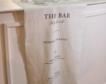Linen Wedding Bar Banner, Signature Cocktails Sign (18x36")