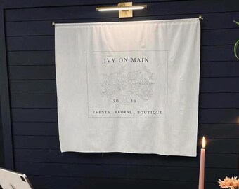 Business Baner with Custom Logo, Fabric Banner for Business, Linen Banner
