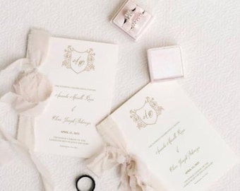 Hochzeitsprogramm-Büchlein, Seidenband, elfenbeinfarbenes Papier