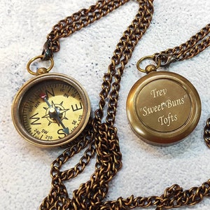 Personalized Compass Lot Necklace With Chain Miniature Direction Pocket Compass Beautiful Collectible Item For Gifting, Christmas Gift
