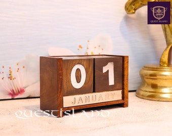 Wooden Block Calendar A Touch of Nature on Your Desk Reusable Calendar Uniquely Yours for Every Day