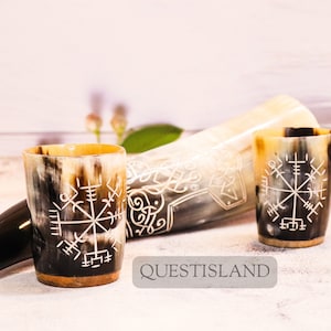 Viking Drinking Horn Thor Hammer Cup And Shot Glasses Genuine Handcrafted Drinking Tankard Viking Horn, For Mead Ale And Beer