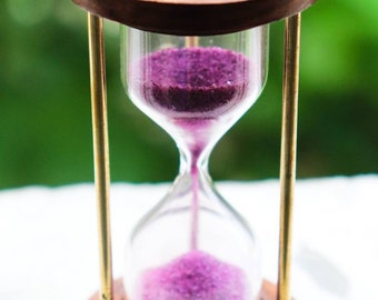 Personalized Sand Timer Hourglass: Brass & Wood, 1-Minute Timing