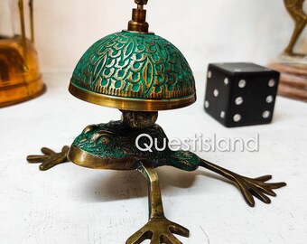 Table Bell, Frog Brass Handmade Embossed, Hotel Reception Bell, Desk Bell, Counter Bell, Vintage And Christmas Gift
