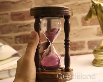 Wooden Hourglass Sand Timer - 5 Minute Handmade Decor