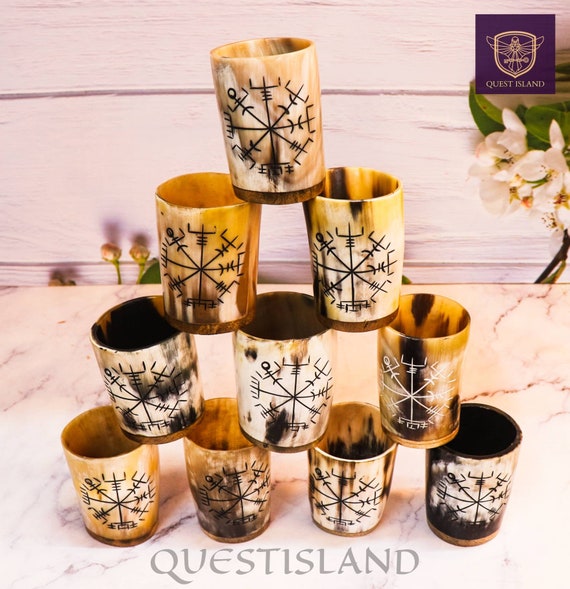 Set 6 Corni Da Bira Con Supporto In Stile Vichingo - Ideale Per Idromele, Birra, Vino - Regalo Natale