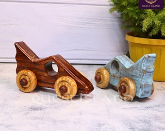 Vintage Wooden Toy Car - Handmade, Child-Friendly Design