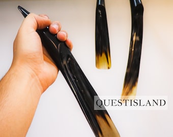 Calzador de cuerno de buey auténtico, mango largo, para uso doméstico o de viaje, para hombre y mujer, regalo unisex, regalo de Navidad.