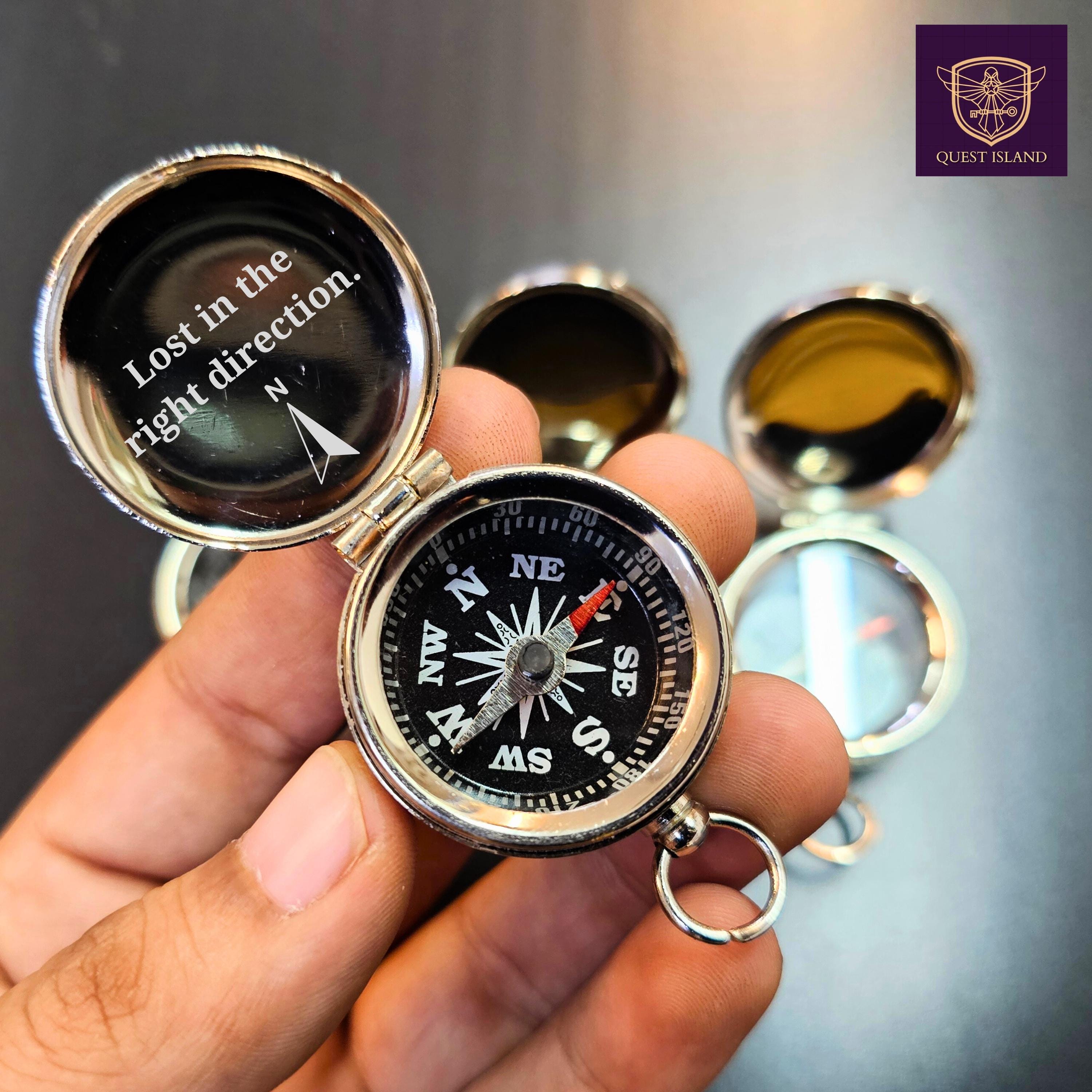 Miniature Silver Finish Compass